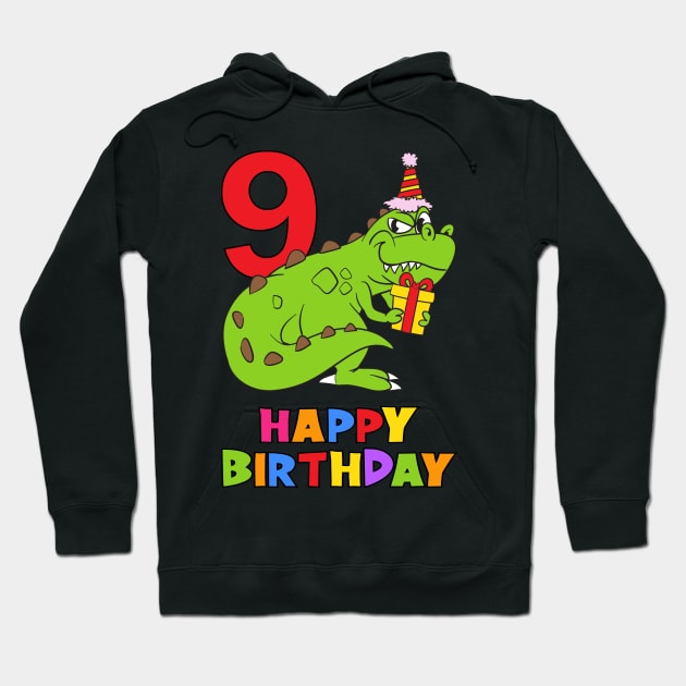 9th Birthday Party 9 Year Old Nine Years Hoodie by KidsBirthdayPartyShirts